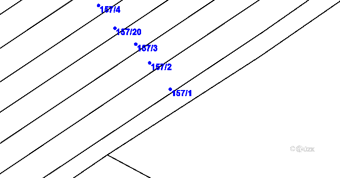 Parcela st. 157/1 v KÚ Rozsíčky u Telče, Katastrální mapa