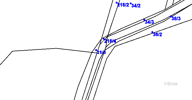Parcela st. 31/3 v KÚ Stranná u Telče, Katastrální mapa