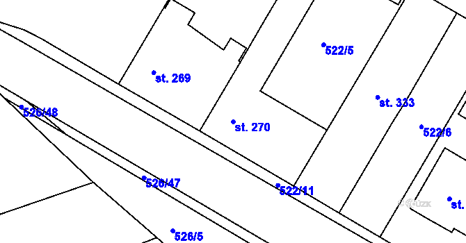 Parcela st. 270 v KÚ Dymokury, Katastrální mapa