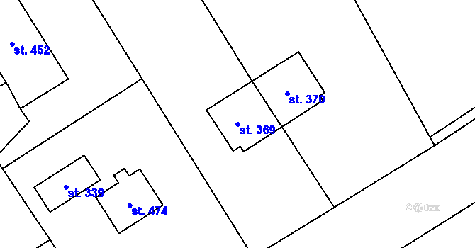 Parcela st. 369 v KÚ Dymokury, Katastrální mapa