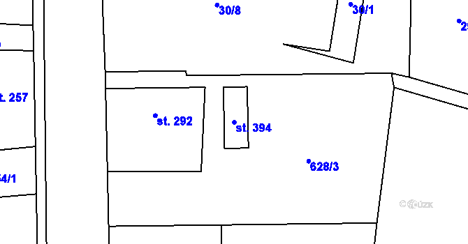 Parcela st. 394 v KÚ Dymokury, Katastrální mapa