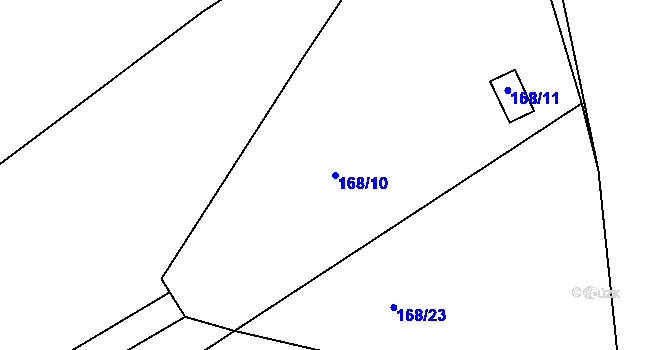 Parcela st. 168/10 v KÚ Dymokury, Katastrální mapa