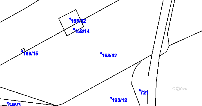 Parcela st. 168/12 v KÚ Dymokury, Katastrální mapa