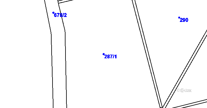 Parcela st. 287/1 v KÚ Dymokury, Katastrální mapa
