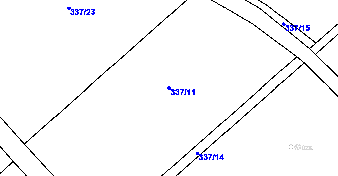 Parcela st. 337/11 v KÚ Dymokury, Katastrální mapa