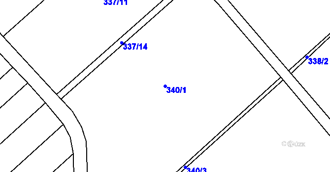 Parcela st. 340/1 v KÚ Dymokury, Katastrální mapa