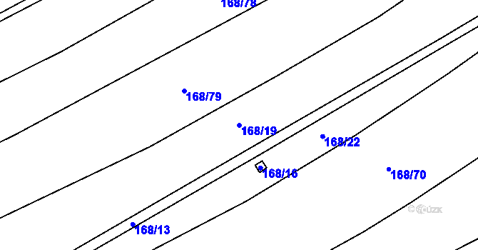 Parcela st. 168/19 v KÚ Dymokury, Katastrální mapa