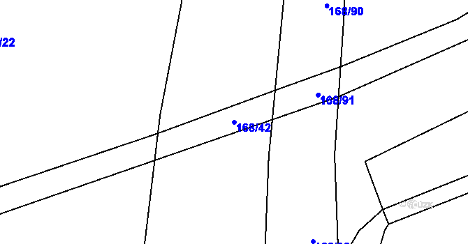 Parcela st. 168/42 v KÚ Dymokury, Katastrální mapa