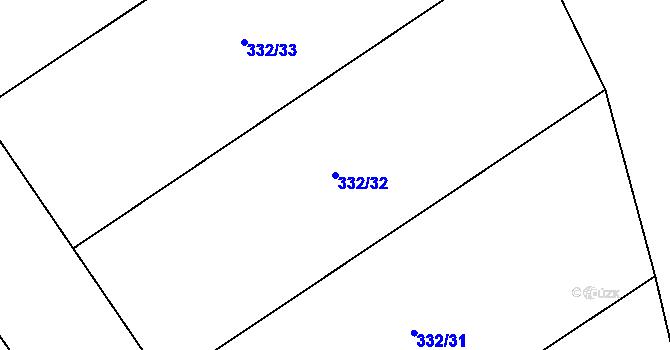 Parcela st. 332/32 v KÚ Dymokury, Katastrální mapa