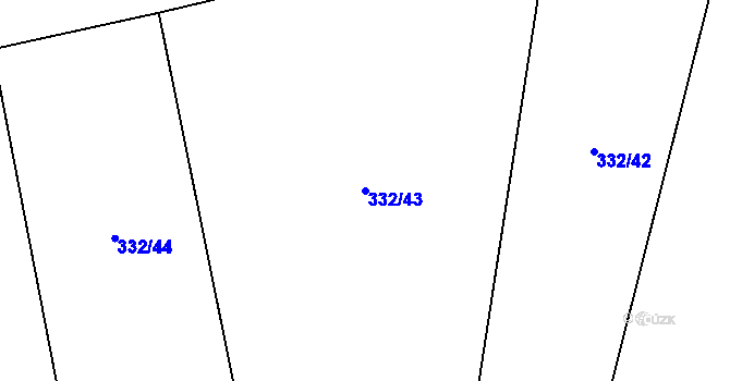 Parcela st. 332/43 v KÚ Dymokury, Katastrální mapa