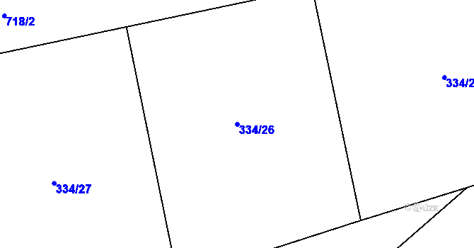 Parcela st. 334/26 v KÚ Dymokury, Katastrální mapa
