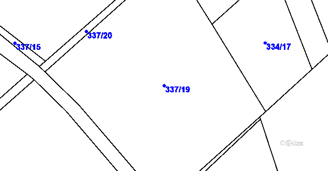 Parcela st. 337/19 v KÚ Dymokury, Katastrální mapa