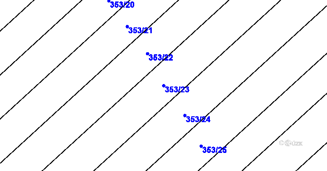 Parcela st. 353/23 v KÚ Dymokury, Katastrální mapa
