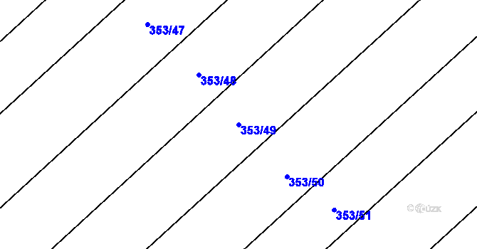 Parcela st. 353/49 v KÚ Dymokury, Katastrální mapa