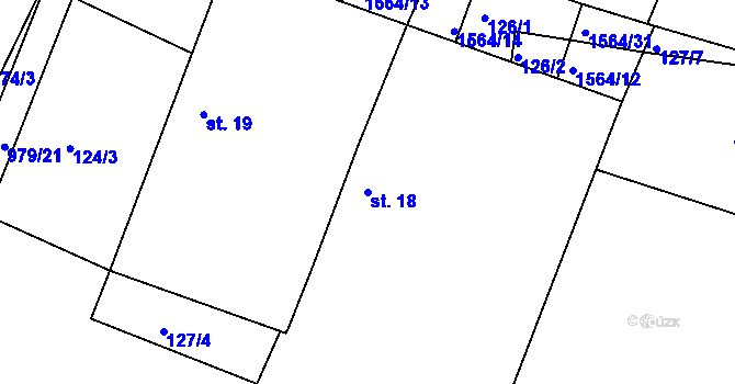 Parcela st. 18 v KÚ Dynín, Katastrální mapa