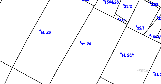 Parcela st. 25 v KÚ Dynín, Katastrální mapa