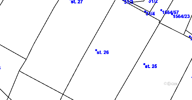 Parcela st. 26 v KÚ Dynín, Katastrální mapa
