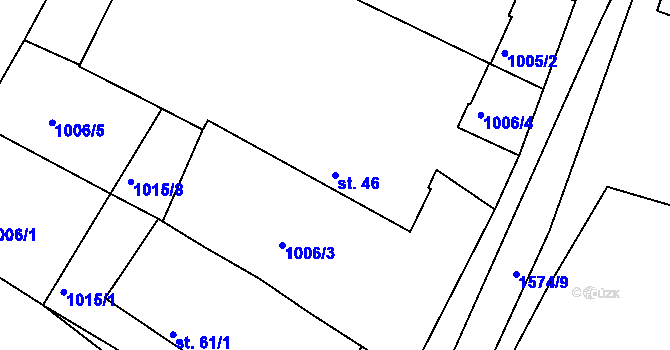 Parcela st. 46 v KÚ Dynín, Katastrální mapa