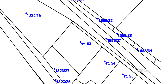 Parcela st. 53 v KÚ Dynín, Katastrální mapa