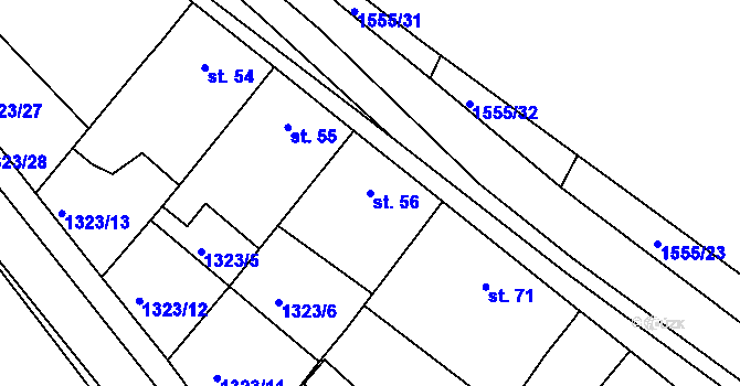 Parcela st. 56 v KÚ Dynín, Katastrální mapa