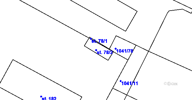 Parcela st. 78/2 v KÚ Dynín, Katastrální mapa
