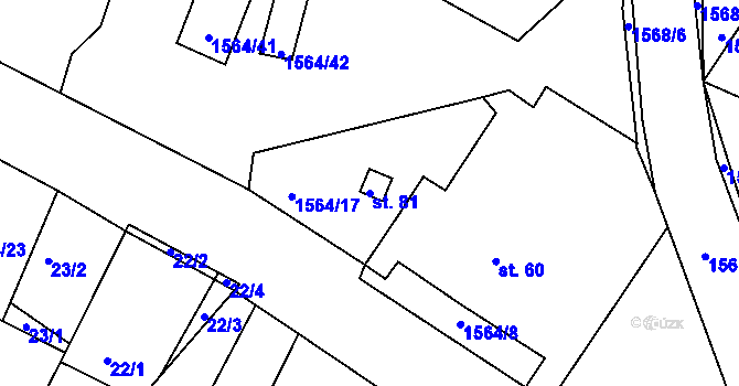 Parcela st. 81 v KÚ Dynín, Katastrální mapa