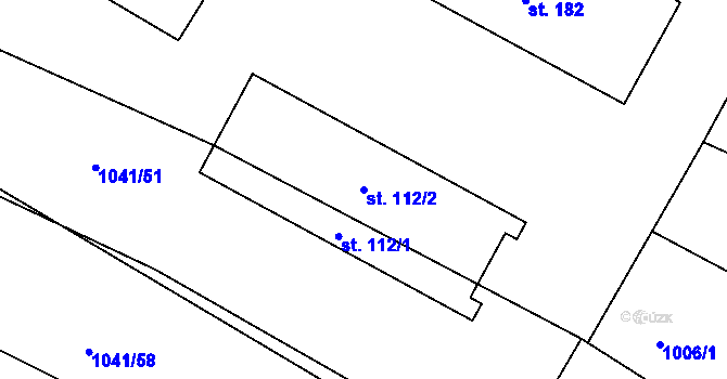 Parcela st. 112/2 v KÚ Dynín, Katastrální mapa