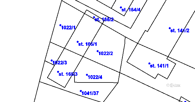 Parcela st. 1022/2 v KÚ Dynín, Katastrální mapa
