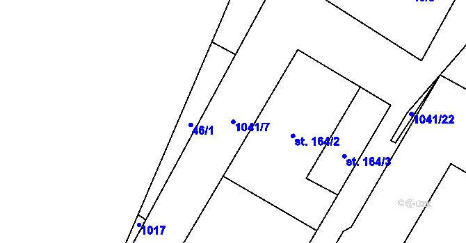 Parcela st. 1041/7 v KÚ Dynín, Katastrální mapa