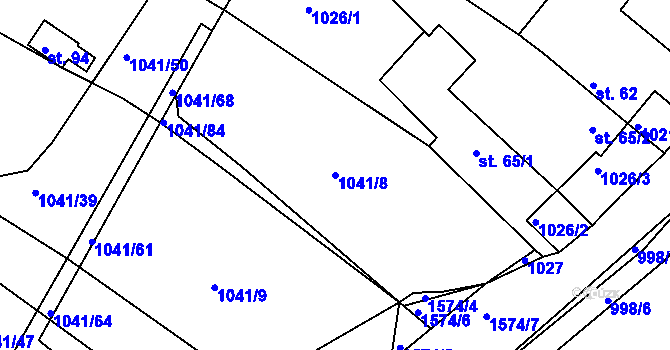 Parcela st. 1041/8 v KÚ Dynín, Katastrální mapa
