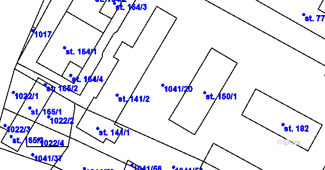 Parcela st. 1041/20 v KÚ Dynín, Katastrální mapa