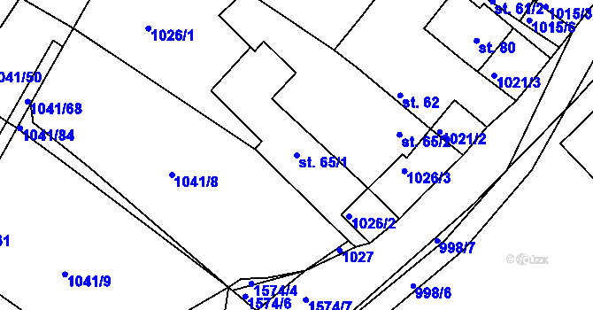 Parcela st. 65/1 v KÚ Dynín, Katastrální mapa