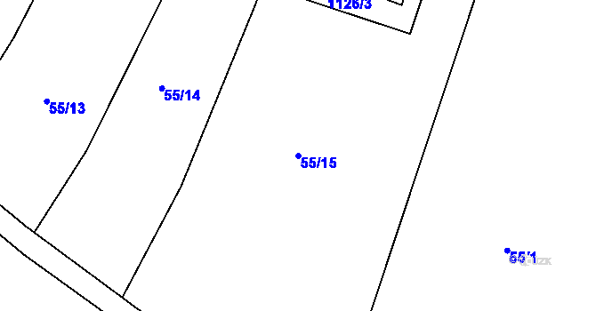 Parcela st. 55/15 v KÚ Dynín, Katastrální mapa