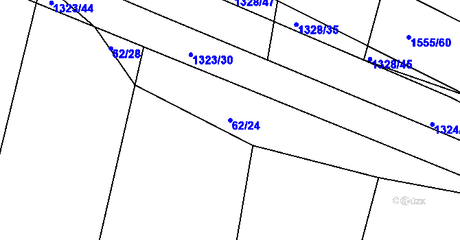 Parcela st. 62/24 v KÚ Dynín, Katastrální mapa