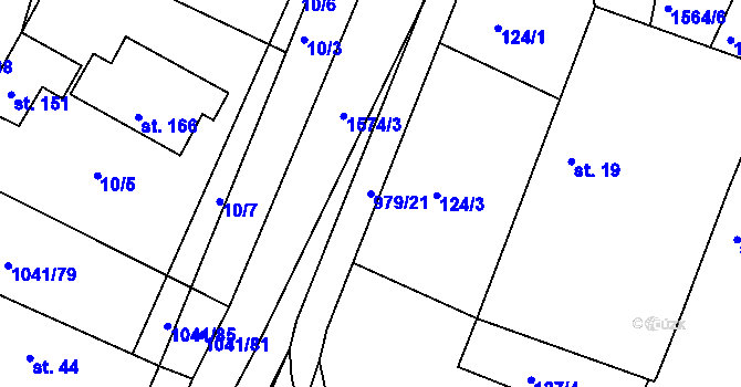 Parcela st. 979/21 v KÚ Dynín, Katastrální mapa