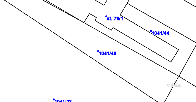 Parcela st. 1041/48 v KÚ Dynín, Katastrální mapa
