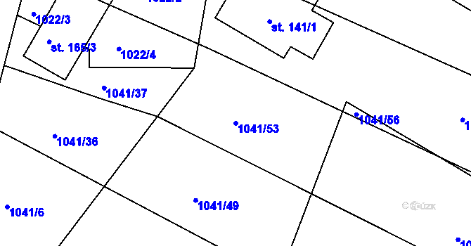 Parcela st. 1041/53 v KÚ Dynín, Katastrální mapa