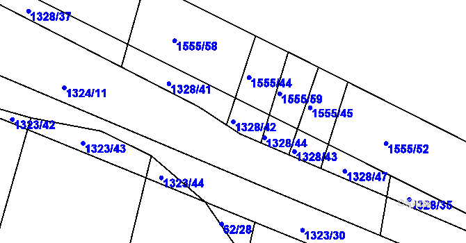Parcela st. 1328/42 v KÚ Dynín, Katastrální mapa
