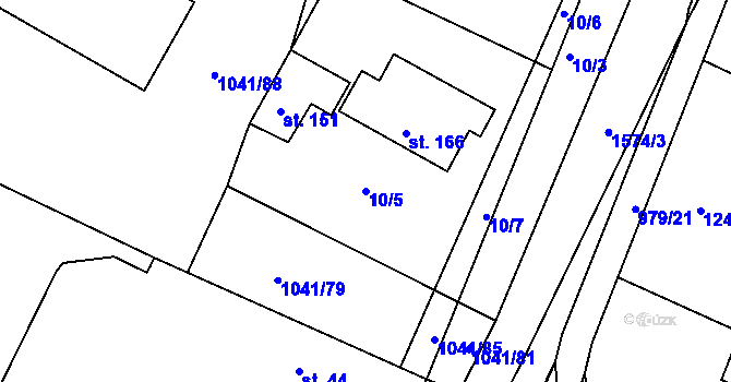 Parcela st. 10/5 v KÚ Dynín, Katastrální mapa