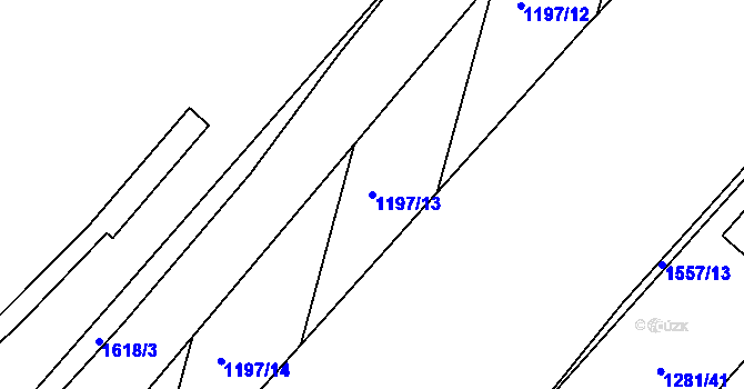 Parcela st. 1197/13 v KÚ Dynín, Katastrální mapa