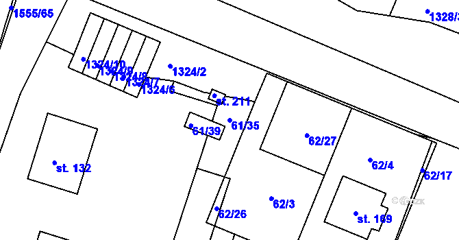 Parcela st. 61/35 v KÚ Dynín, Katastrální mapa