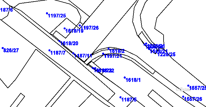 Parcela st. 1197/21 v KÚ Dynín, Katastrální mapa