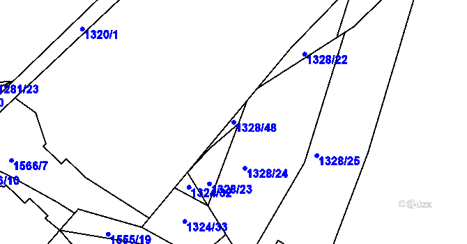 Parcela st. 1328/48 v KÚ Dynín, Katastrální mapa