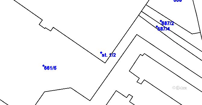 Parcela st. 1/2 v KÚ Lhota u Dynína, Katastrální mapa