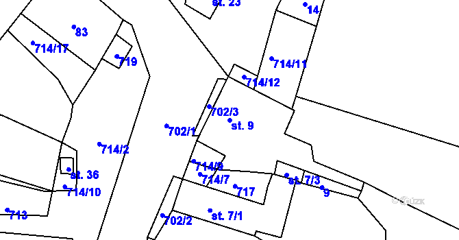 Parcela st. 9 v KÚ Lhota u Dynína, Katastrální mapa