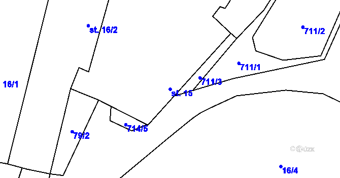 Parcela st. 15 v KÚ Lhota u Dynína, Katastrální mapa
