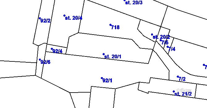 Parcela st. 20/1 v KÚ Lhota u Dynína, Katastrální mapa