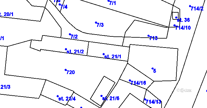 Parcela st. 21/1 v KÚ Lhota u Dynína, Katastrální mapa