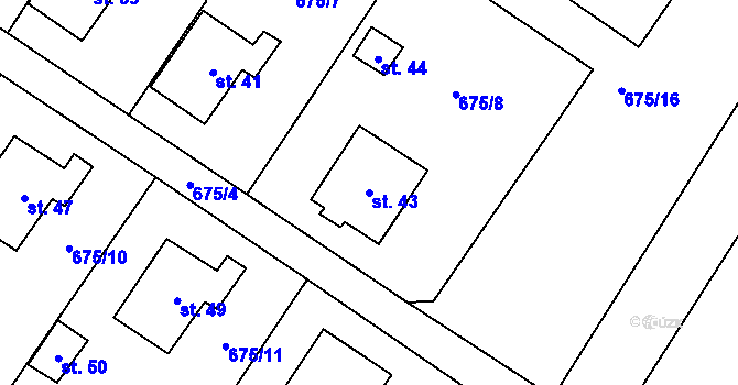 Parcela st. 43 v KÚ Lhota u Dynína, Katastrální mapa