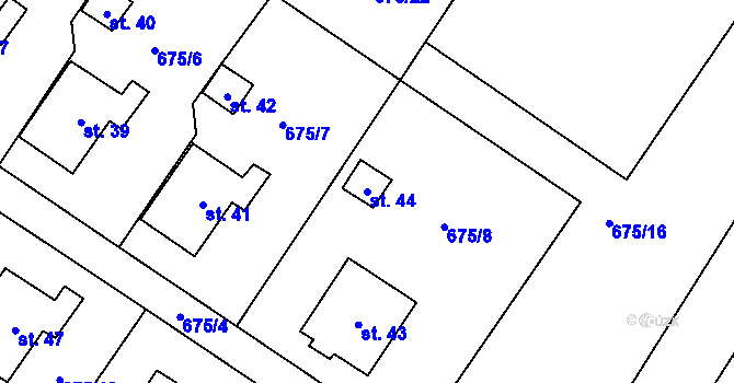 Parcela st. 44 v KÚ Lhota u Dynína, Katastrální mapa